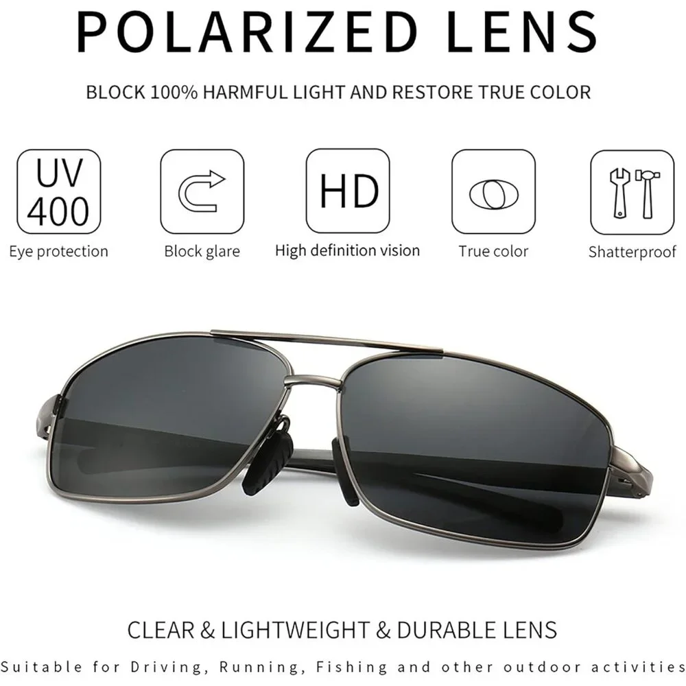 HD Polarized Rectangular Sunglasses - Unbreakable, Stylish & Safe for Outdoors